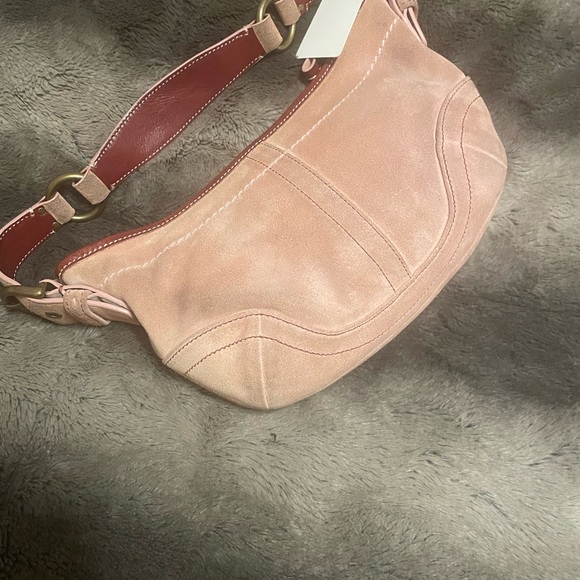 New Coach light pink Suede Shoulder Bag - Picture 2 of 9